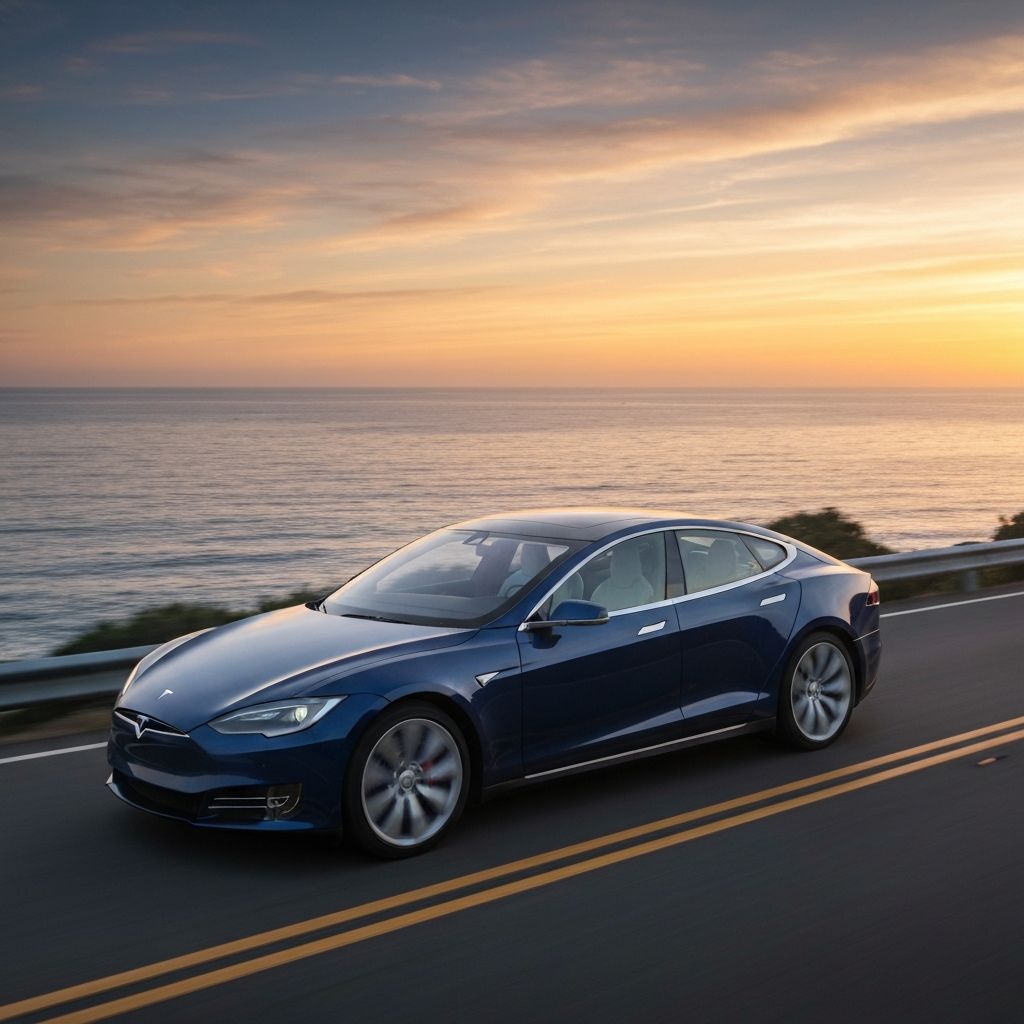 Luxury car on coastal road